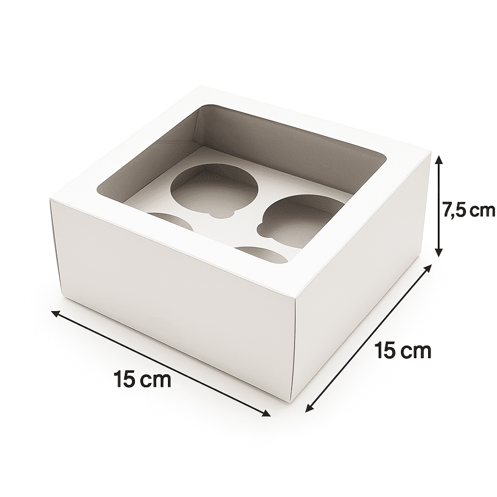 4 Cup-Cupcake box with Clear Window -15 cm (Pack of 10)