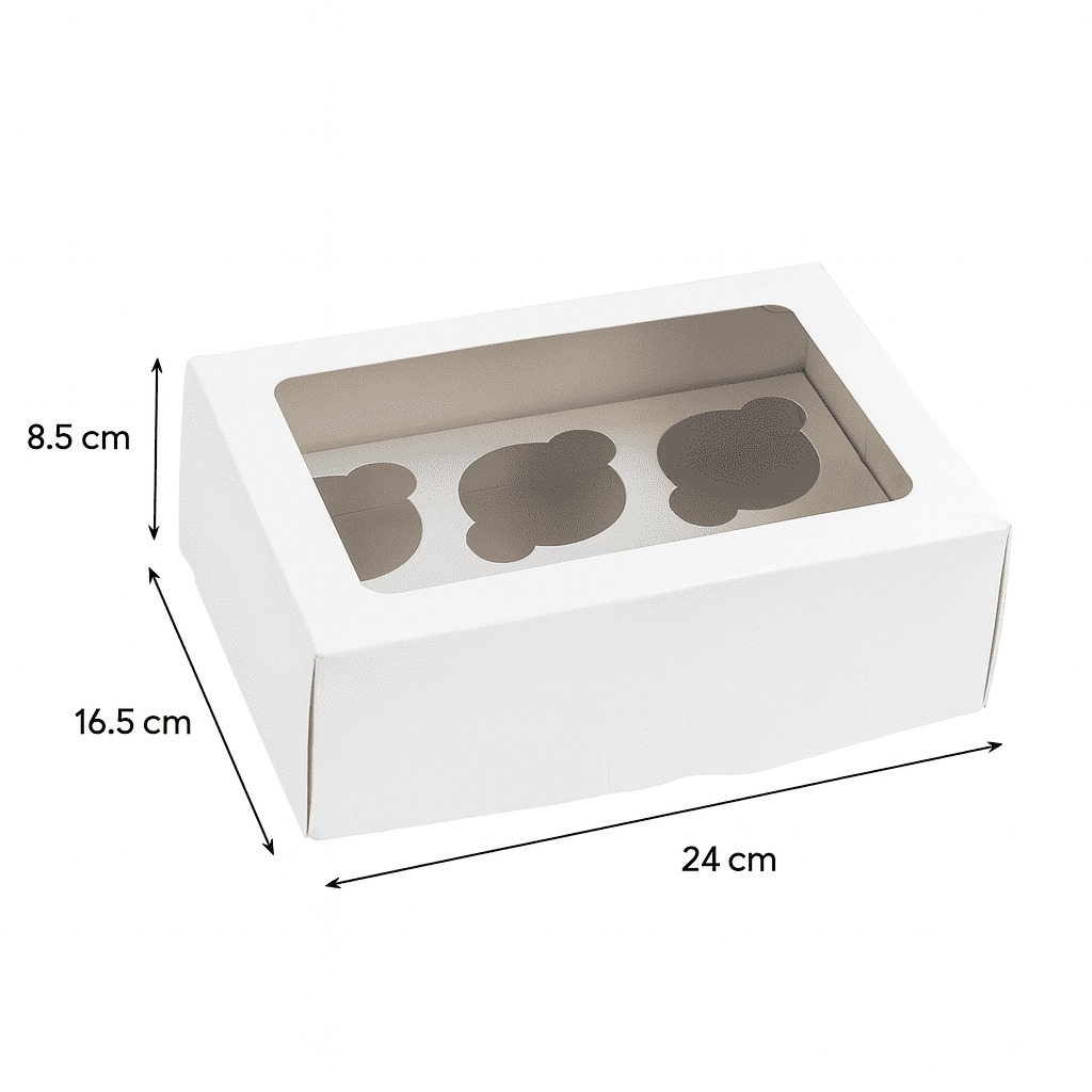 6 Cup-Cupcake box with Clear Window - 24cm (Pack of 10)